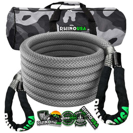 Rhino USA Kinetic Energy Recovery Rope (1In X 30Ft) Gray - Powersports Haven