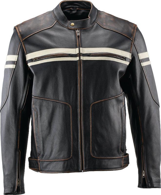 Kuryakyn Leather By River Road Hoodlum Vintage Leather Jacket Black - Medium - Powersports Haven