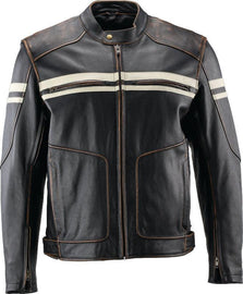 Kuryakyn Leather By River Road Hoodlum Vintage Leather Jacket Black - Large - Powersports Haven