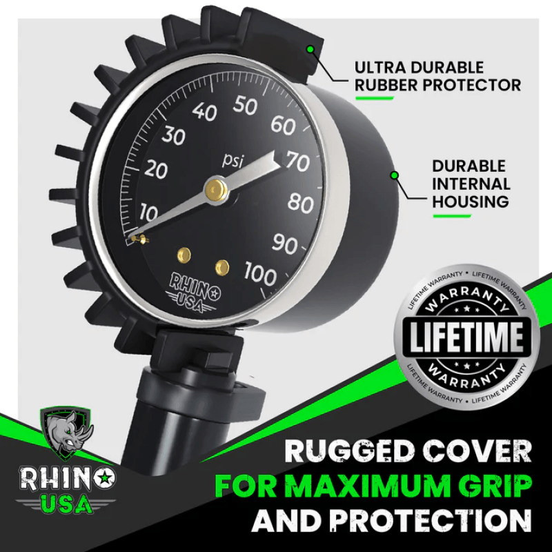Rhino USA 100 Psi Analog Tire Inflator Gauge - Powersports Haven