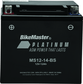 BikeMaster AGM Battery - MS12-14-BS - Powersports Haven
