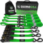 Rhino USA Medium Duty Ratchet Strap Tie-Down 4-Pack (Green) - Powersports Haven
