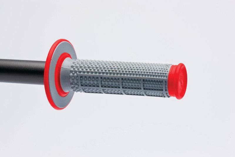 Renthal MX Dual Compound Grips Tapered 1/2 Waffle - Grey/ Red - Powersports Haven