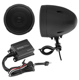 Boss Audio Systems Motorcycle Speaker Amplifier/ Bluetooth/ 3in Speakers Pair- Black - Powersports Haven