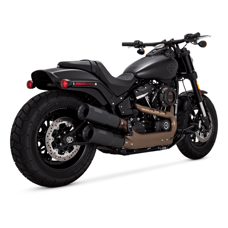 Vance & Hines HD Softail 18-22 Fatbob Hgh S/O Black Slip-On Exhaust - Powersports Haven