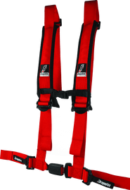 DragonFire Racing Harness H-Style- 4-Point- EZ-Adjust- 2in Buckle- Red - Powersports Haven