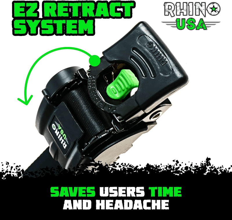 Rhino USA Retractable Transom Straps (2 Pack-Black) - Powersports Haven