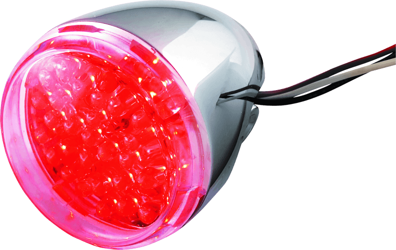 Bikers Choice Chrome LED Rear Billet Turn Signal Red Dual Circuit Clear Lens Universal Custom - Powersports Haven