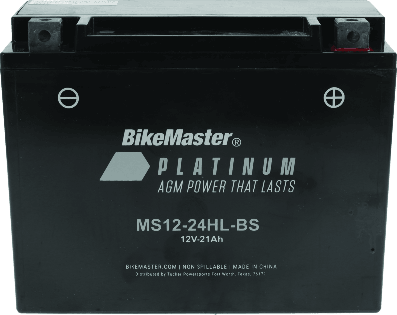 BikeMaster AGM Battery - MS12-24HL-BS - Powersports Haven