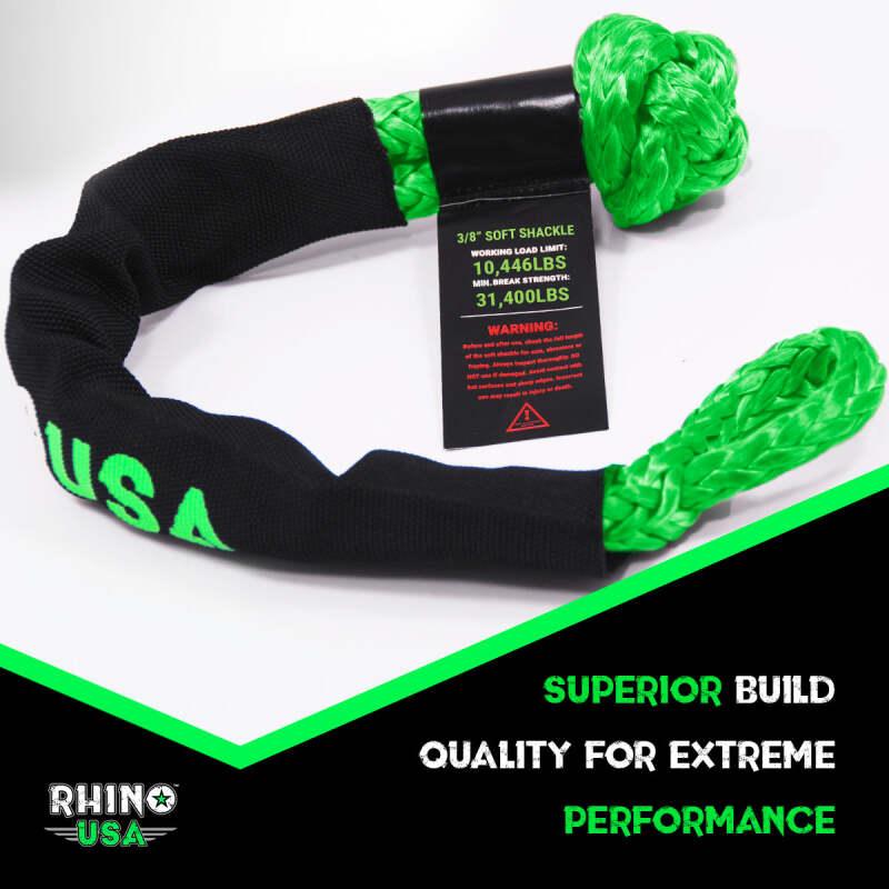 Rhino USA Synthetic Soft Shackles Green (2-Pack) - Powersports Haven