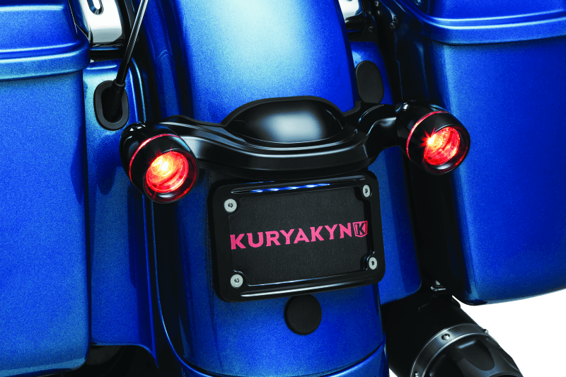 Kuryakyn Curved License Plate Mount Black - Powersports Haven