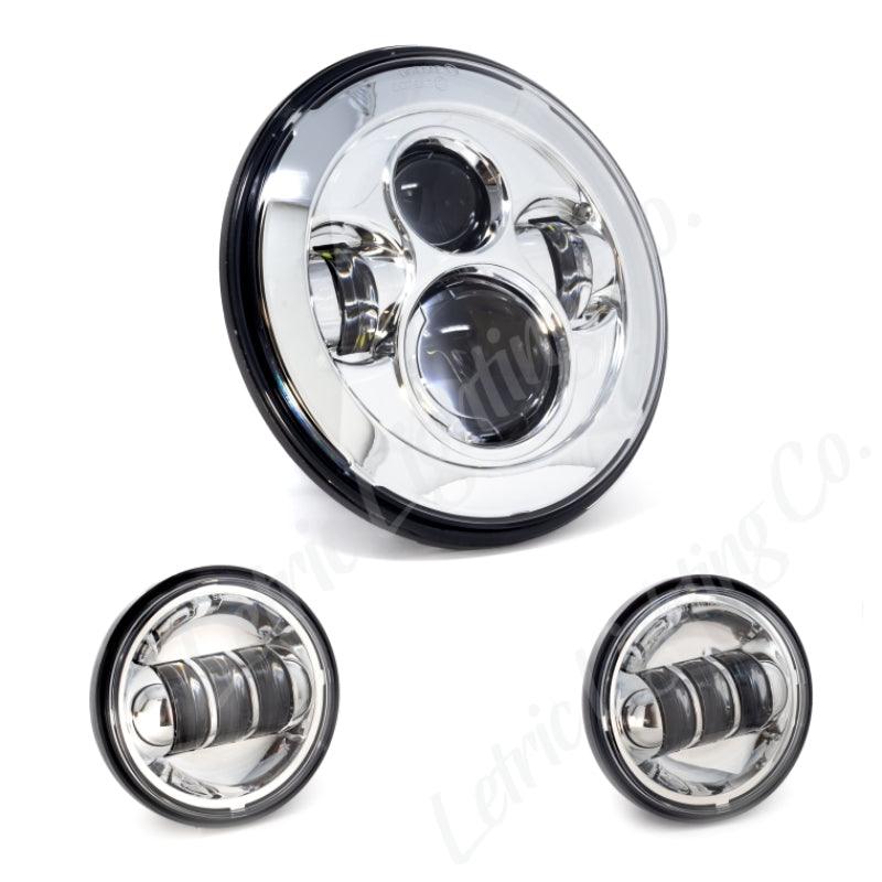 Letric Lighting 7in Led Hdlght W/Pass Lmps Chr - Powersports Haven
