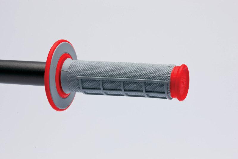Renthal MX Dual Compound Grips 1/2 Waffle - Grey/ Red - Powersports Haven