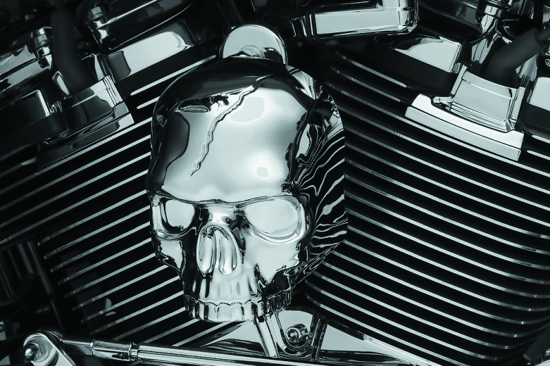 Kuryakyn Skull Horn Cover 17-Up With Waterfall Style Horn Chrome - Powersports Haven