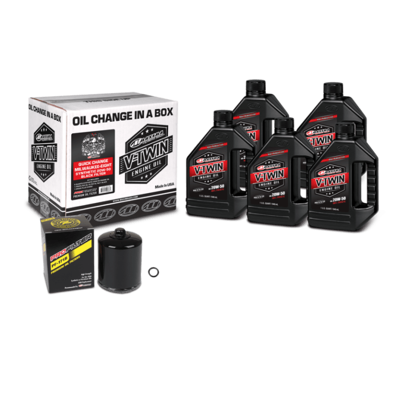 Maxima V-Twin Quick Change Kit Synthetic w/Black Filter Milwaukee-Eight - Powersports Haven