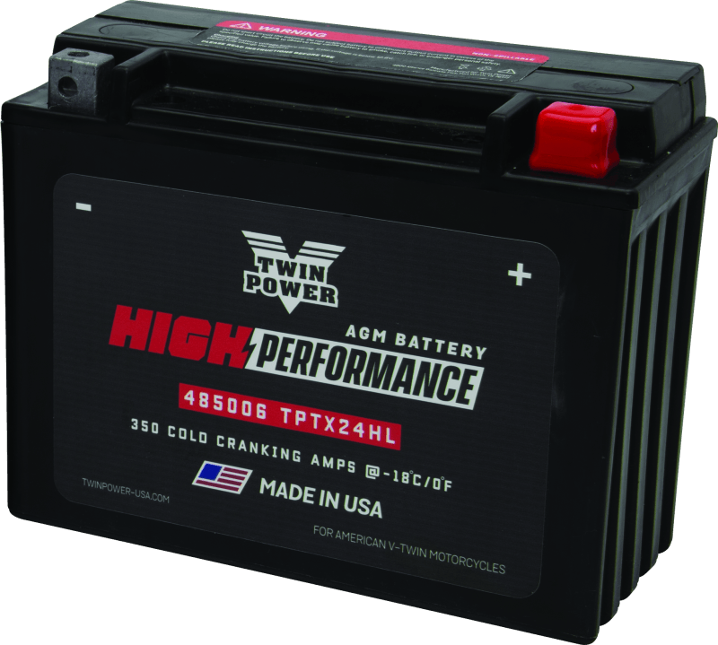 Twin Power YTX-24HL High Performance Battery Replaces H-D 66010-82A Made in USA 350 CCA - Powersports Haven
